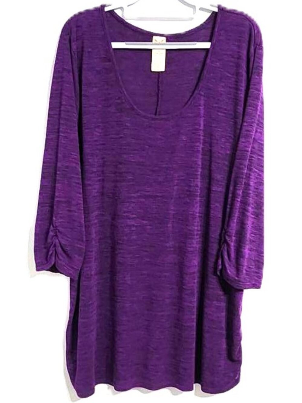 Faded Glory Women's Plus Size 3X Purple Heathered V-Neck Tunic Top